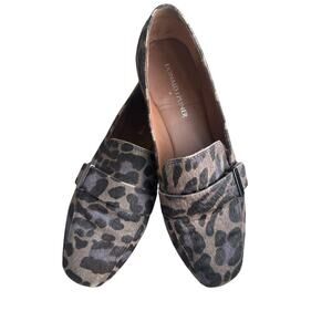Donald Pliner Elli Leopard Leather Haircalf Buckle Loafers 8 animal print